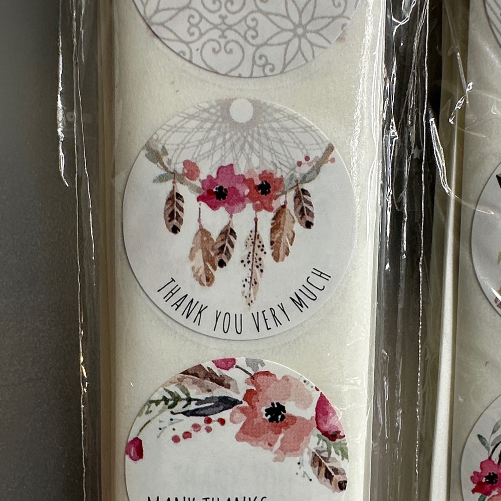 300  1 Inch Boho Floral Thank You Sticker Set - Picture 5 of 8